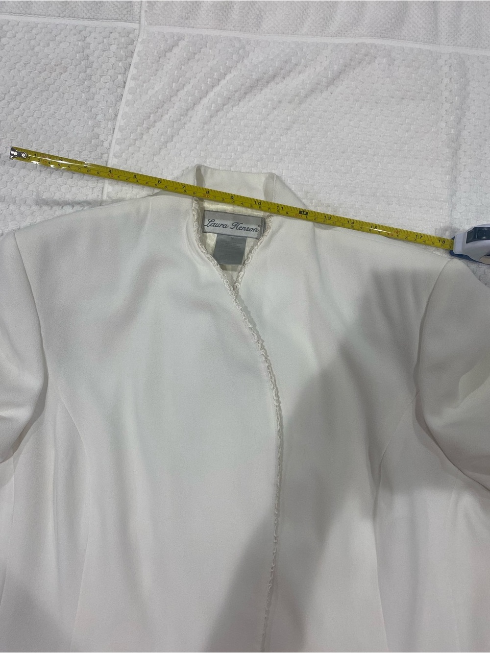 Ivory Satin-Trim Dress with Open Front Jacket Suit - Picture 13 of 16